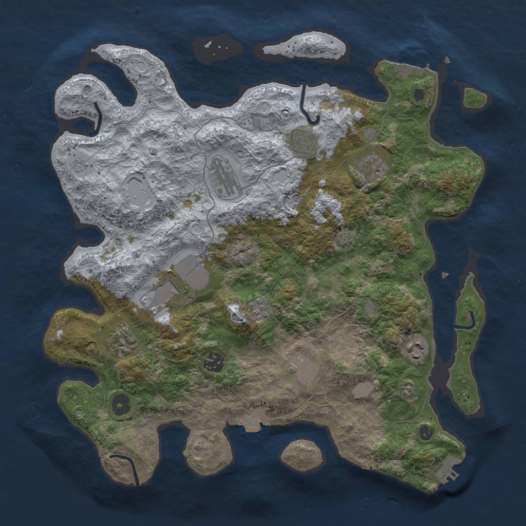 Rust Map: Procedural Map, Size: 3900, Seed: 56256573, 17 Monuments