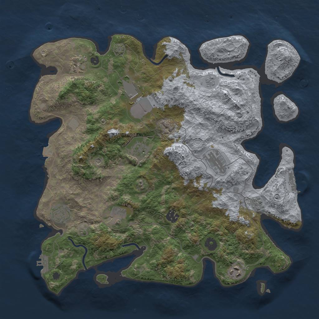 Rust Map: Procedural Map, Size: 3800, Seed: 231735013, 17 Monuments