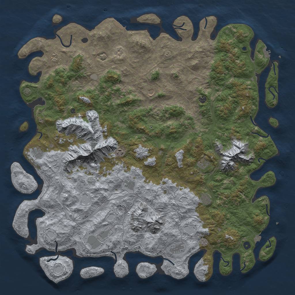 Rust Map: Procedural Map, Size: 6000, Seed: 2325433, 19 Monuments