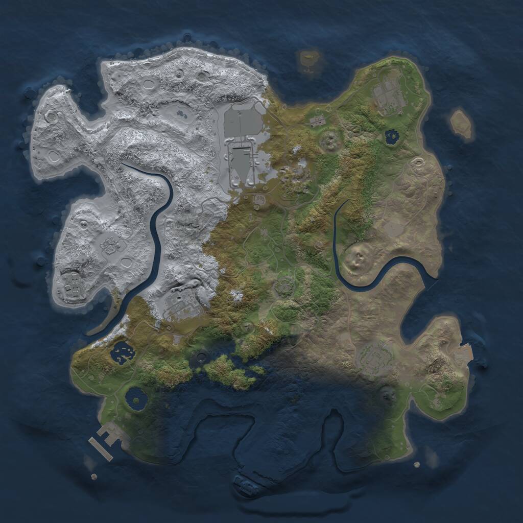 Rust Map: Procedural Map, Size: 3500, Seed: 375773258, 13 Monuments