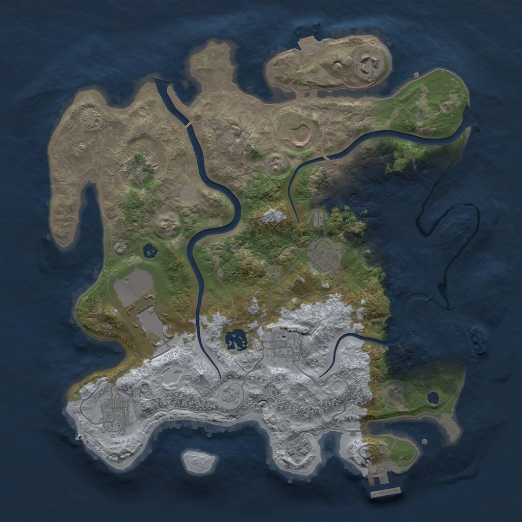 Rust Map: Procedural Map, Size: 3500, Seed: 683439425, 15 Monuments