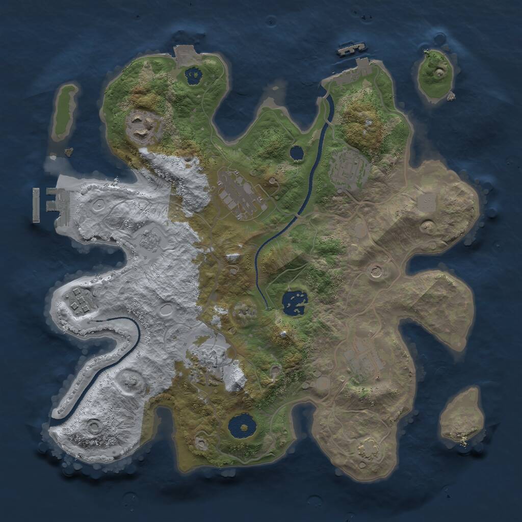 Rust Map: Procedural Map, Size: 3000, Seed: 614094689, 13 Monuments