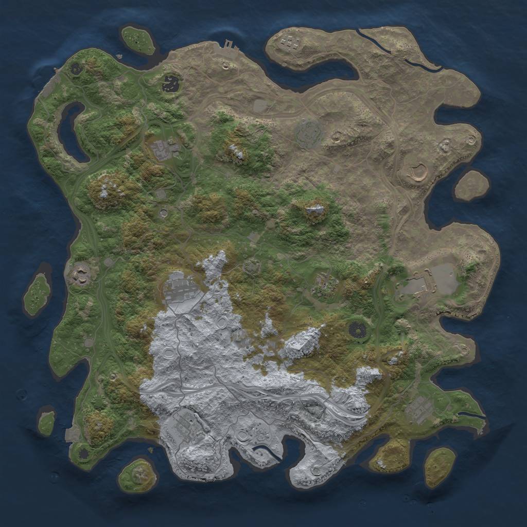 Rust Map: Procedural Map, Size: 4500, Seed: 1073816024, 19 Monuments