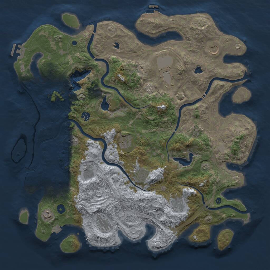 Rust Map: Procedural Map, Size: 4500, Seed: 1073816024, 17 Monuments