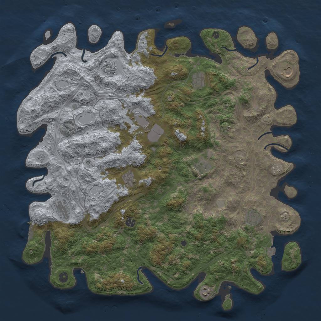 Rust Map: Procedural Map, Size: 4800, Seed: 1106903233, 18 Monuments