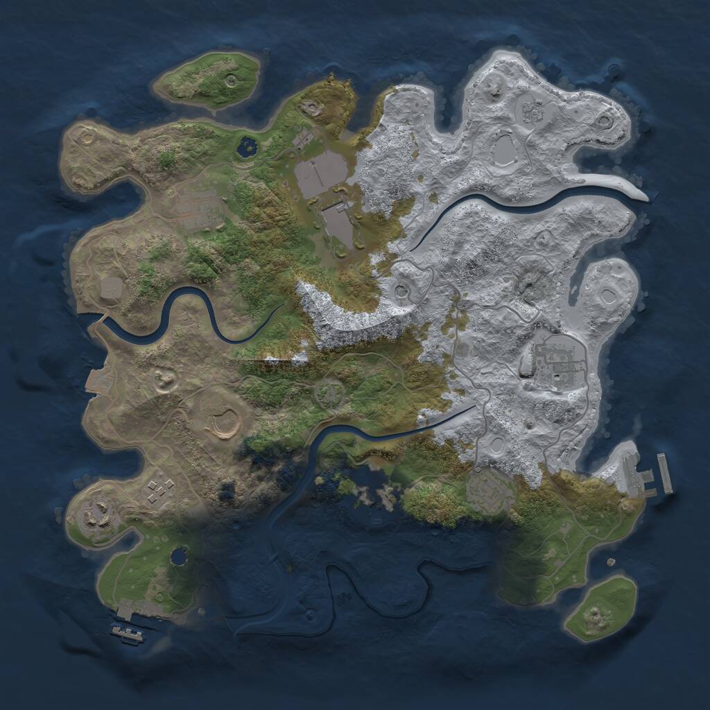 Rust Map: Procedural Map, Size: 3500, Seed: 766246153, 14 Monuments
