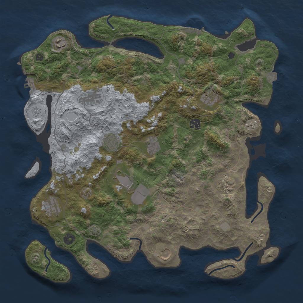 Rust Map: Procedural Map, Size: 4000, Seed: 957715234, 19 Monuments