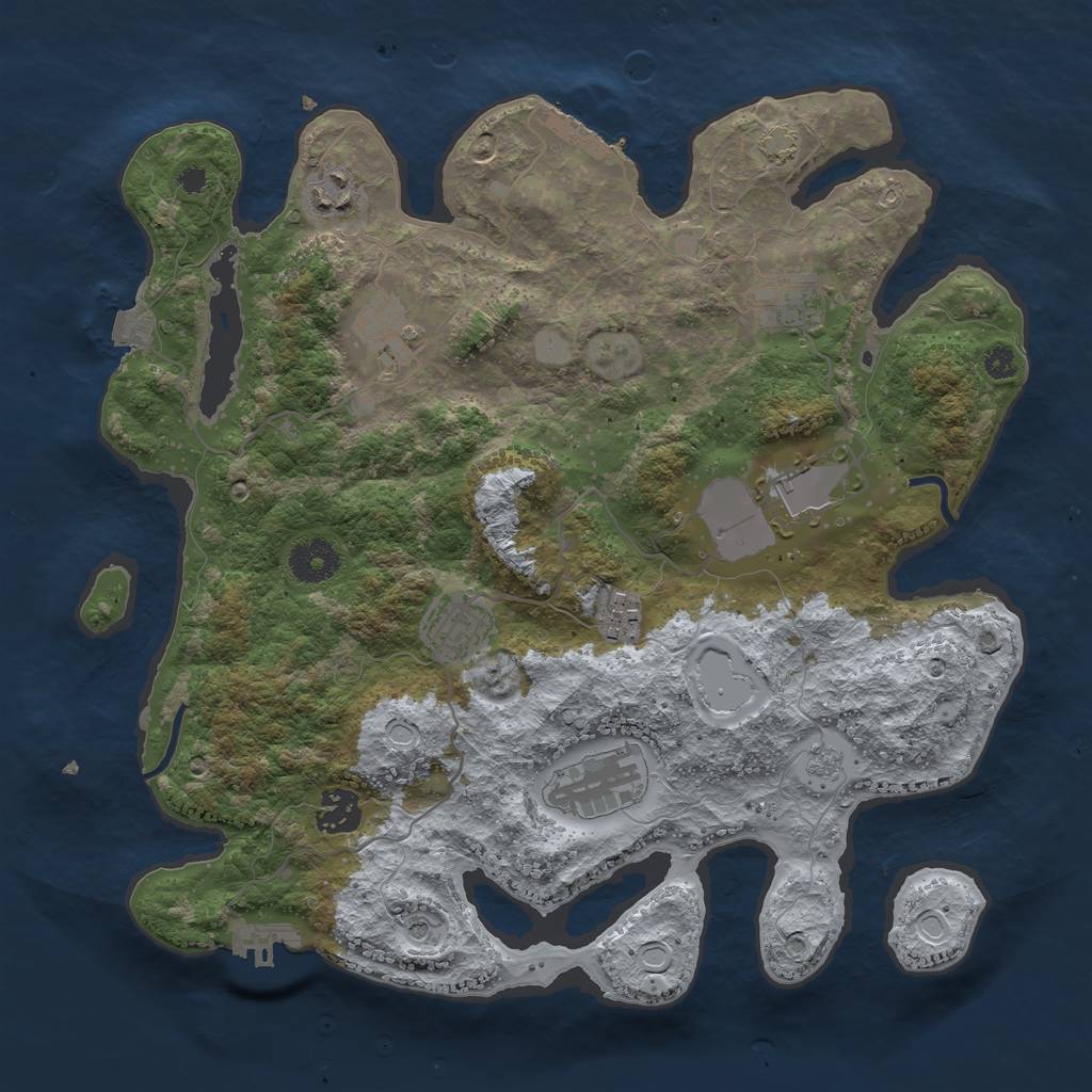 Rust Map: Procedural Map, Size: 3500, Seed: 1648921387, 16 Monuments