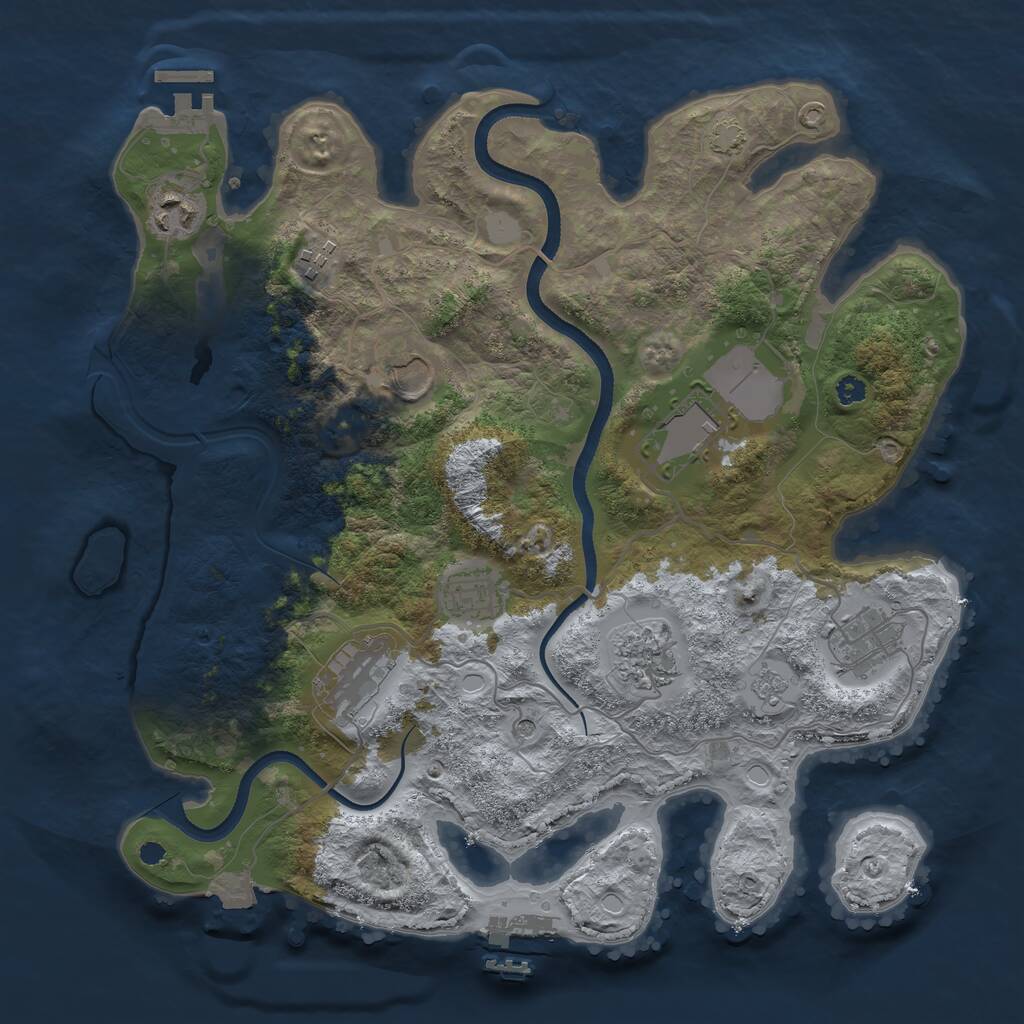 Rust Map: Procedural Map, Size: 3500, Seed: 1648921387, 14 Monuments