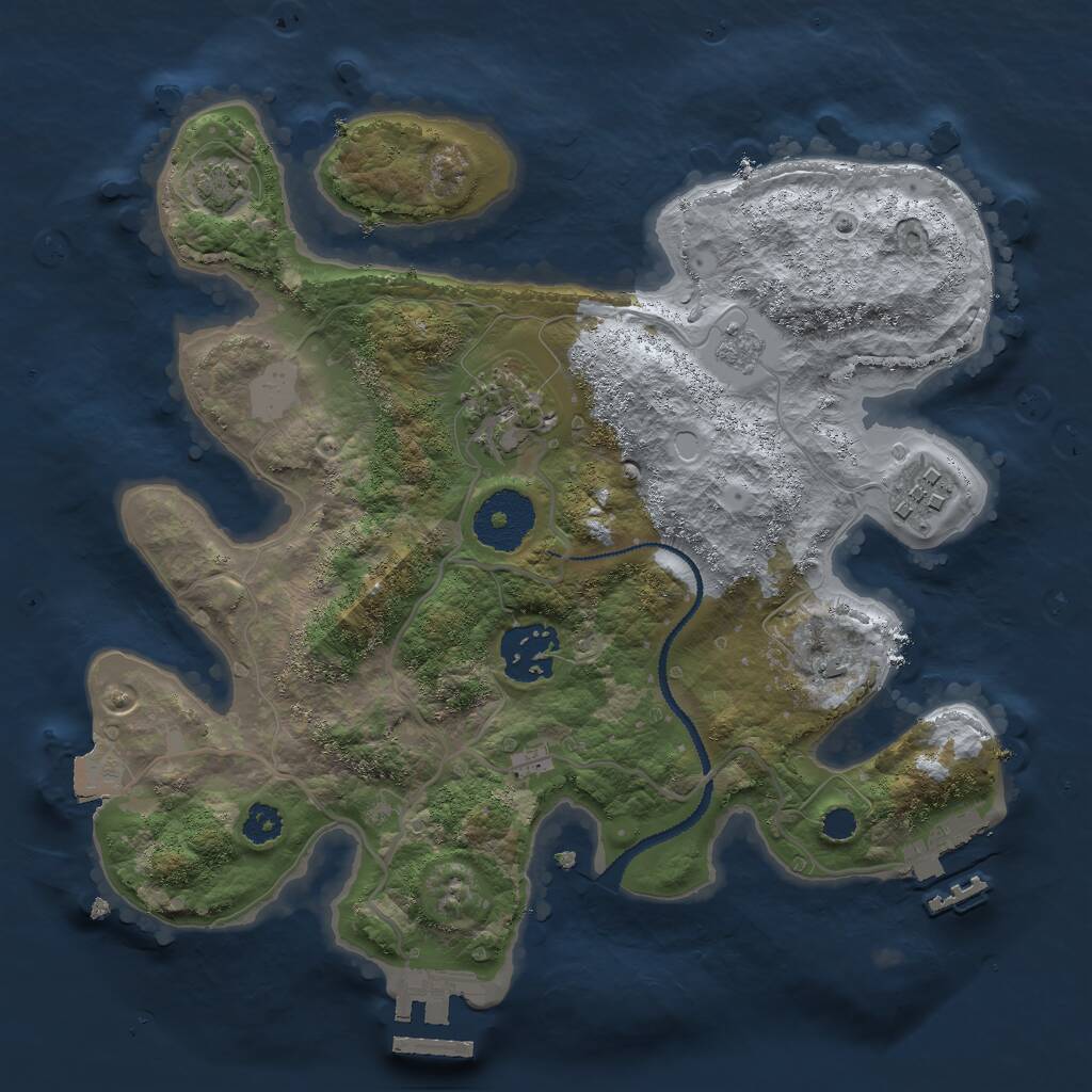 Rust Map: Procedural Map, Size: 2750, Seed: 1570157918, 8 Monuments