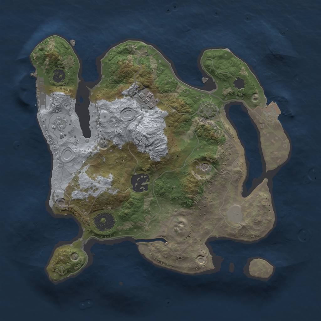 Rust Map: Procedural Map, Size: 2500, Seed: 3397948, 9 Monuments