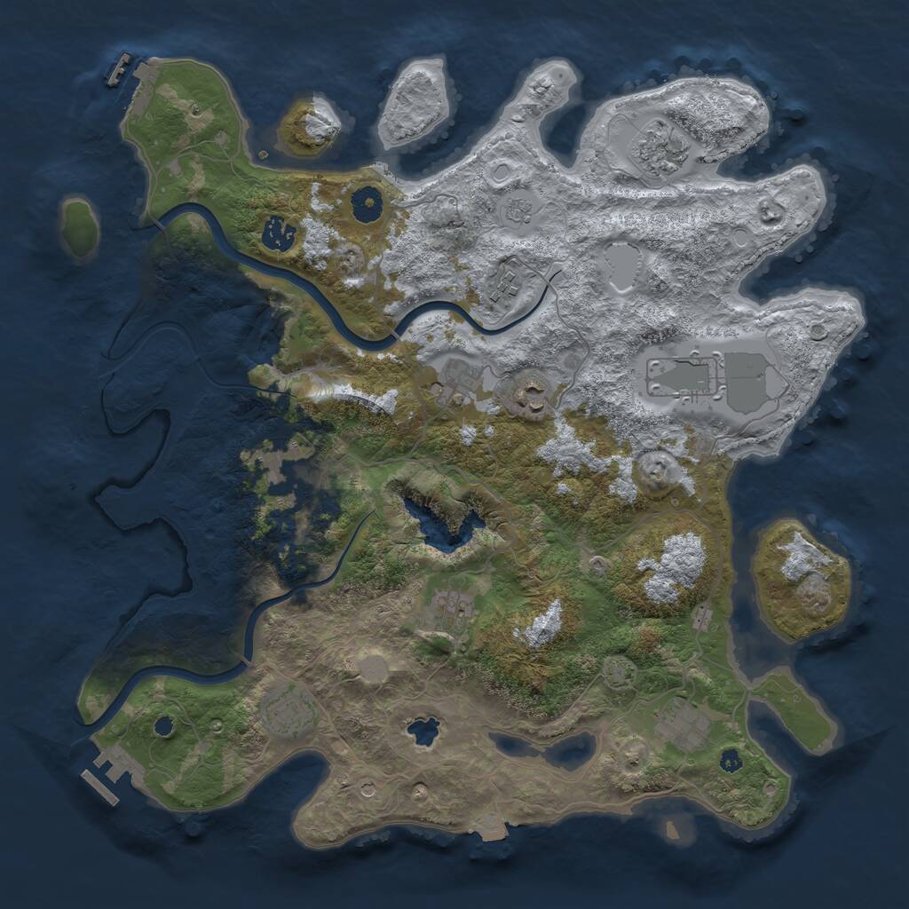 Rust Map: Procedural Map, Size: 4000, Seed: 5648646, 16 Monuments