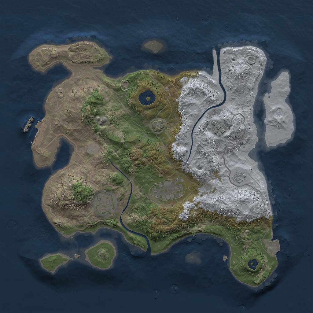 Rust Map: Procedural Map, Size: 3000, Seed: 1947331925, 7 Monuments
