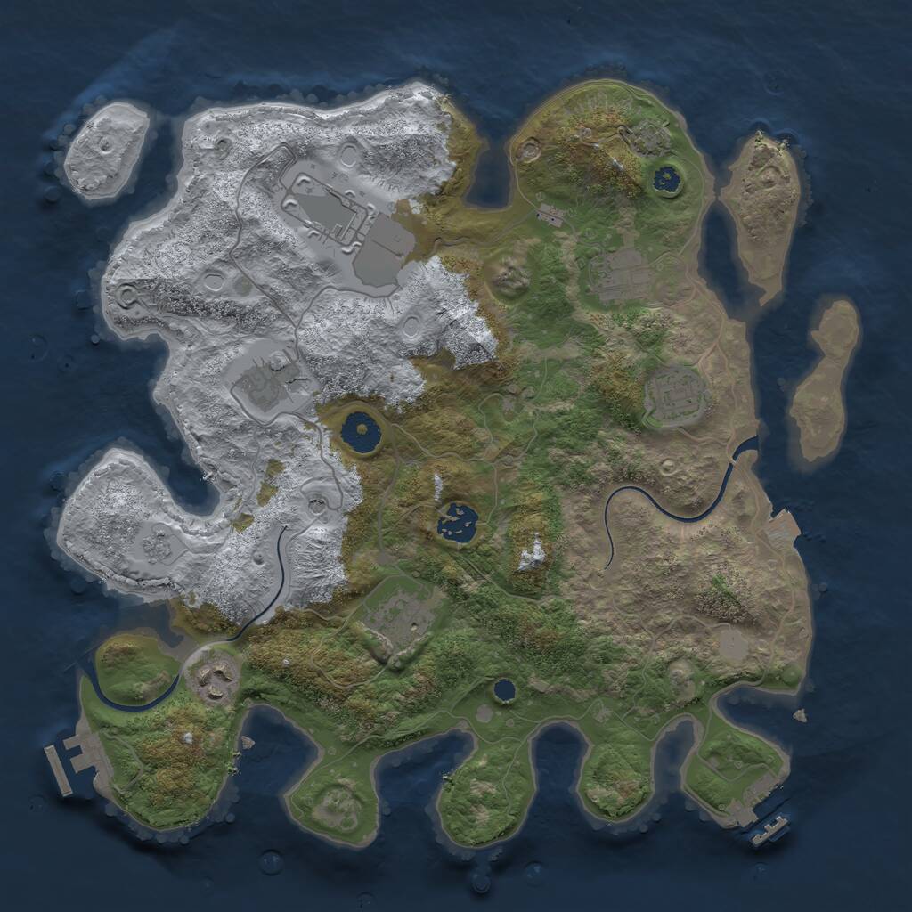 Rust Map: Procedural Map, Size: 3500, Seed: 1243120290, 13 Monuments