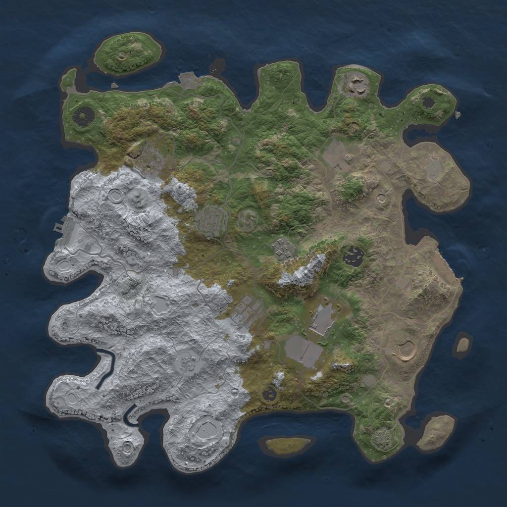 Rust Map: Procedural Map, Size: 3700, Seed: 64944295, 17 Monuments