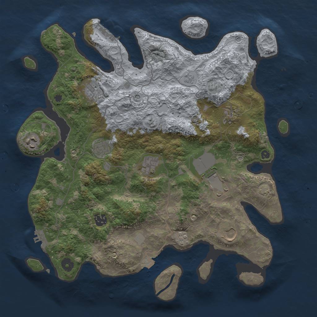 Rust Map: Procedural Map, Size: 3700, Seed: 499957827, 17 Monuments