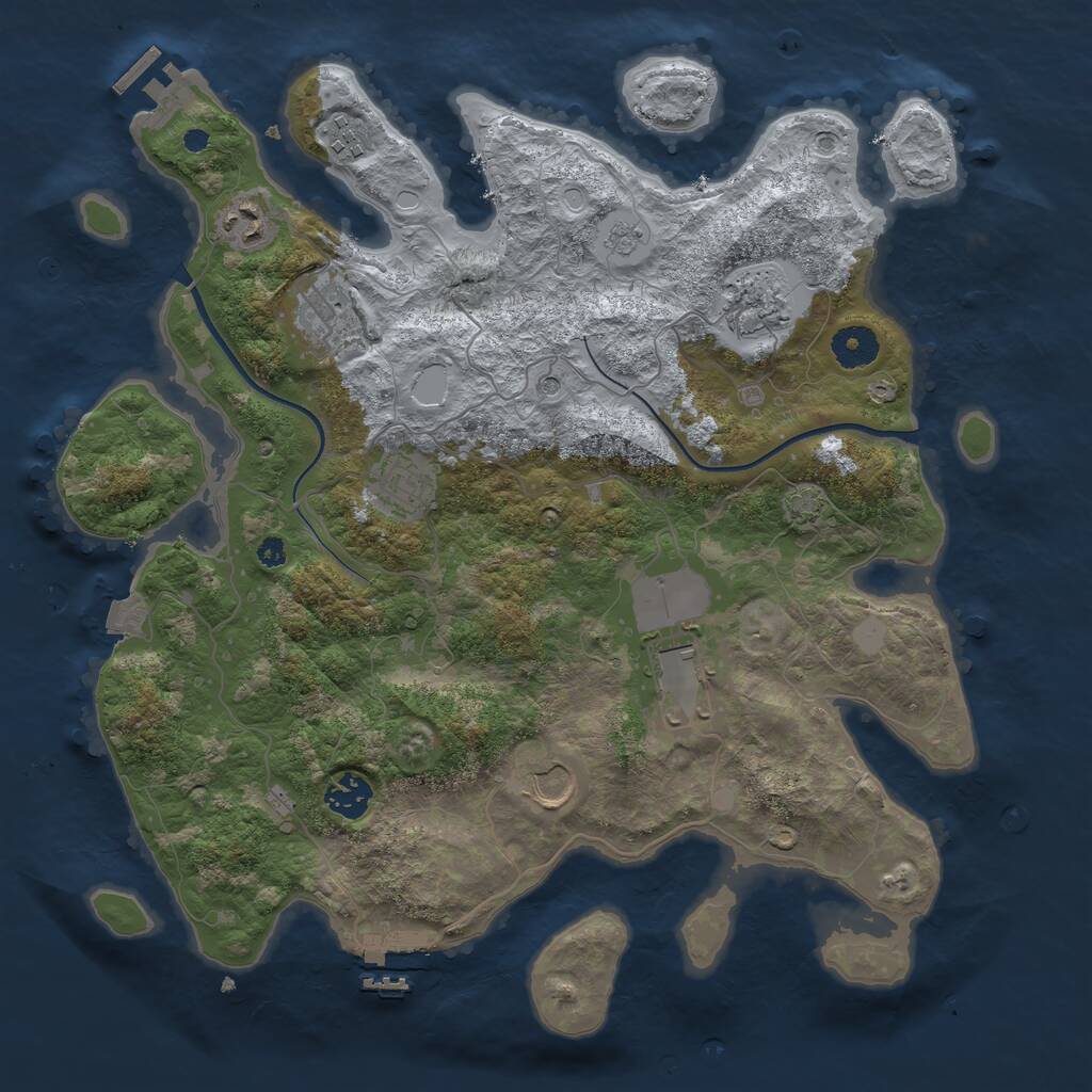 Rust Map: Procedural Map, Size: 3700, Seed: 499957827, 14 Monuments