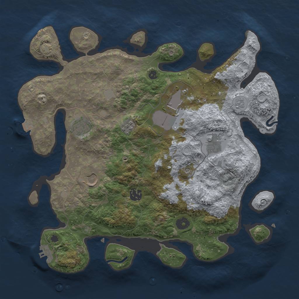 Rust Map: Procedural Map, Size: 3500, Seed: 1725270291, 13 Monuments