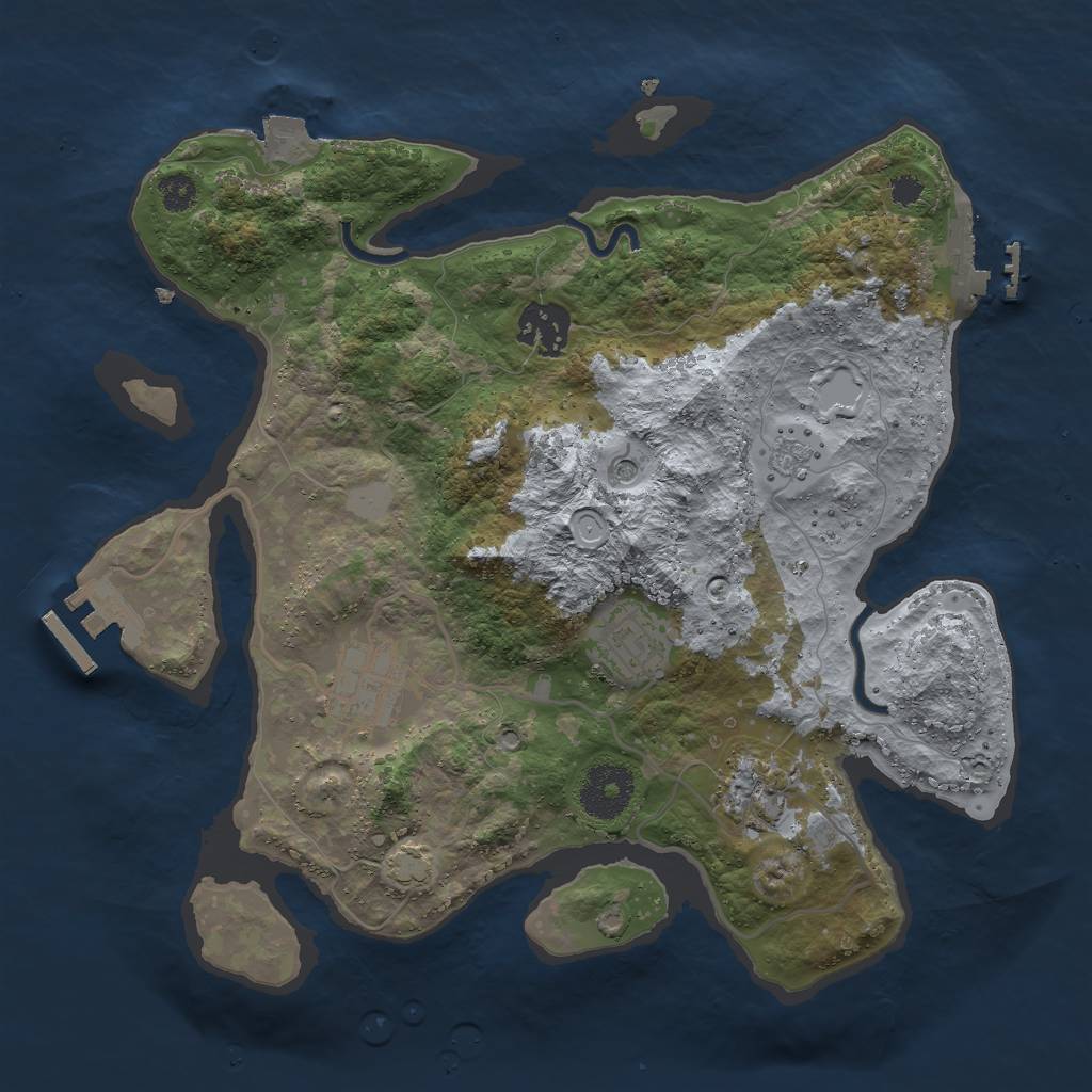 Rust Map: Procedural Map, Size: 3000, Seed: 13327096, 12 Monuments