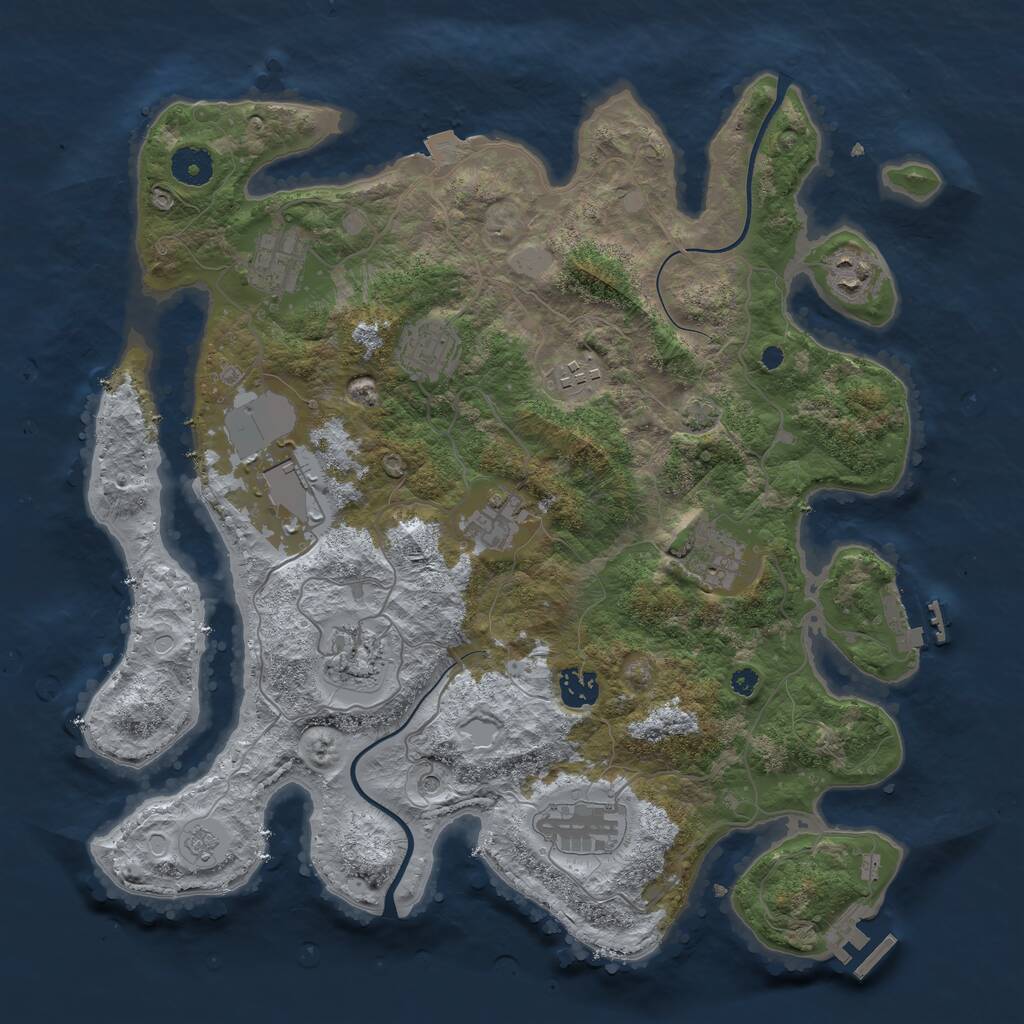 Rust Map: Procedural Map, Size: 3798, Seed: 87612, 16 Monuments