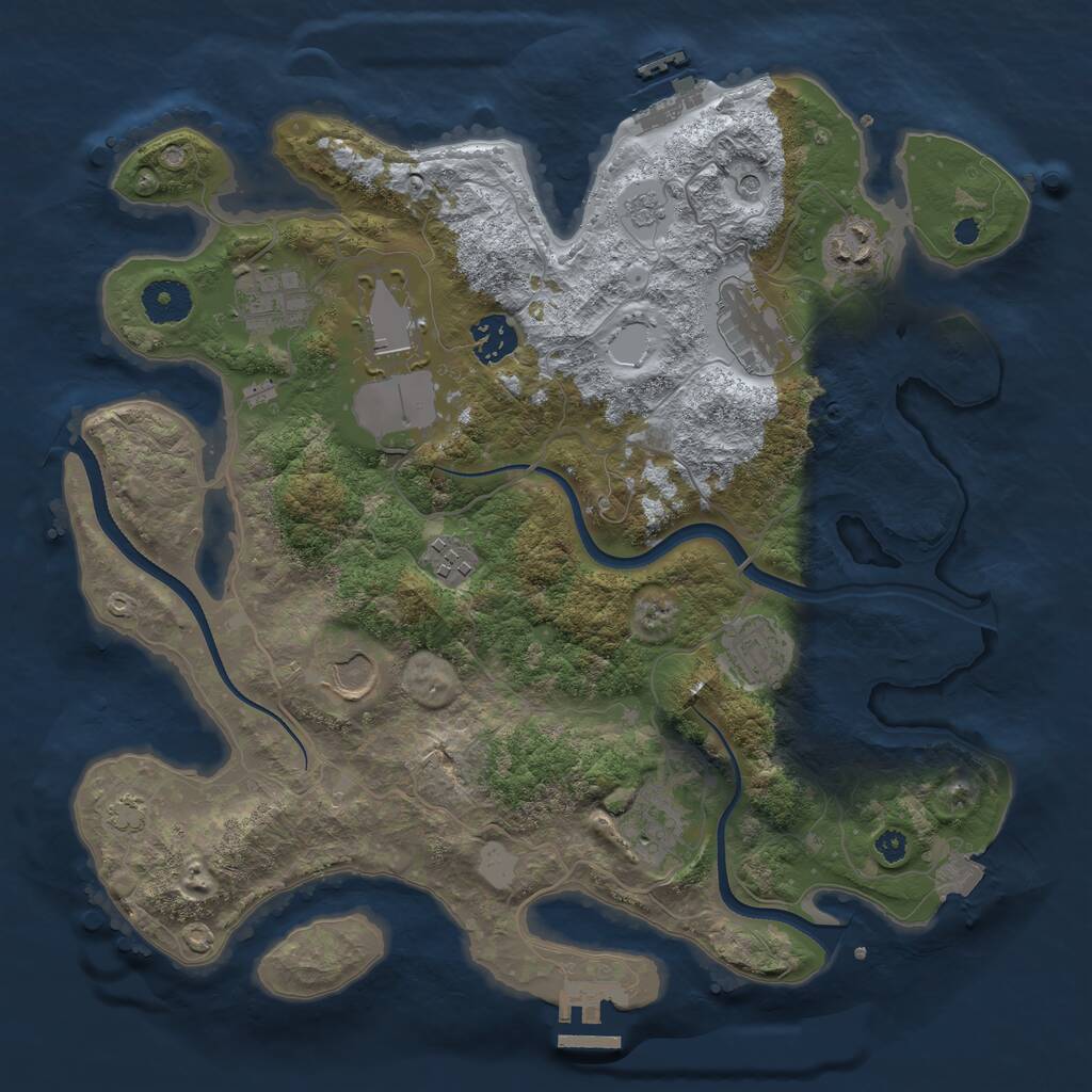 Rust Map: Procedural Map, Size: 3500, Seed: 549492111, 15 Monuments