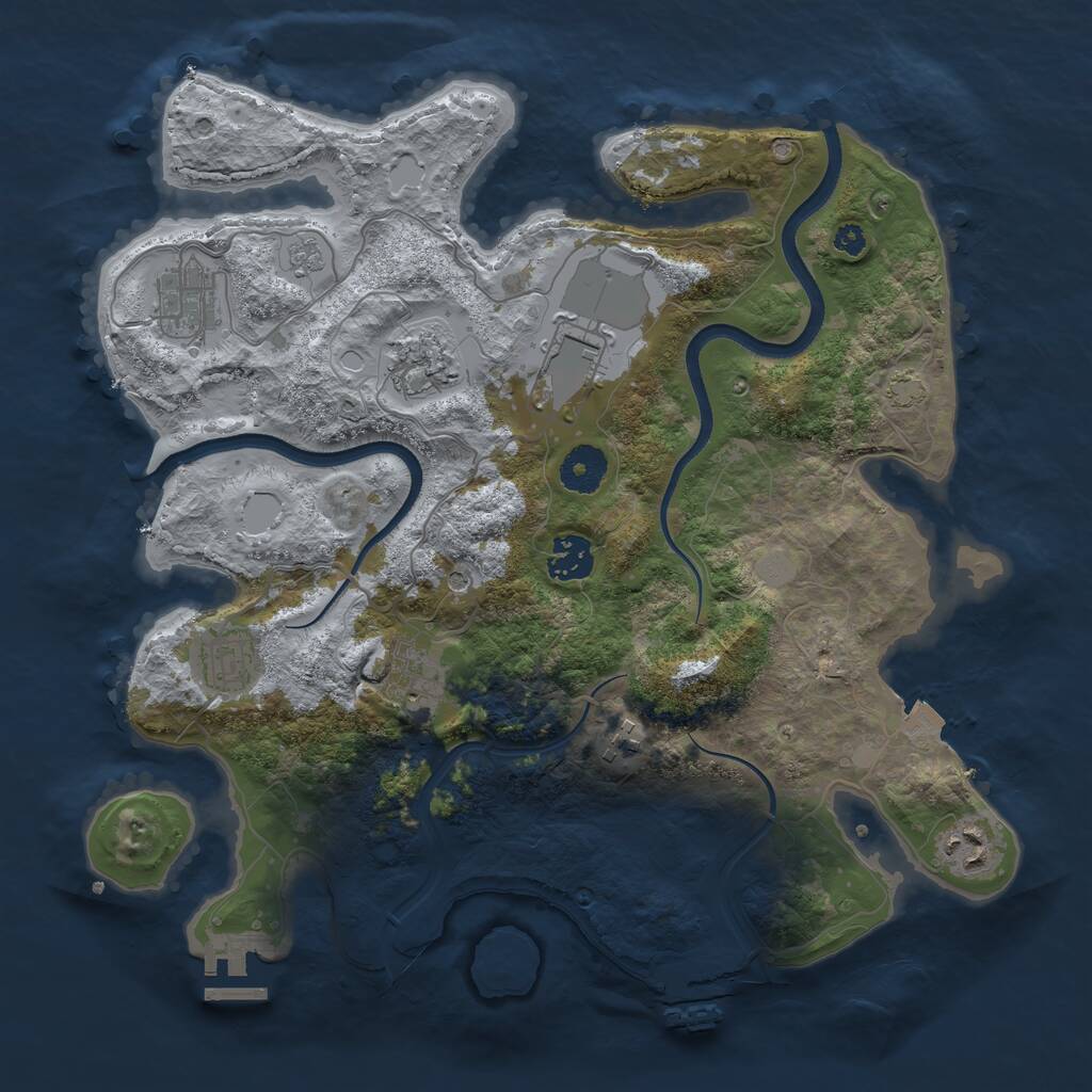 Rust Map: Procedural Map, Size: 3500, Seed: 483122475, 14 Monuments