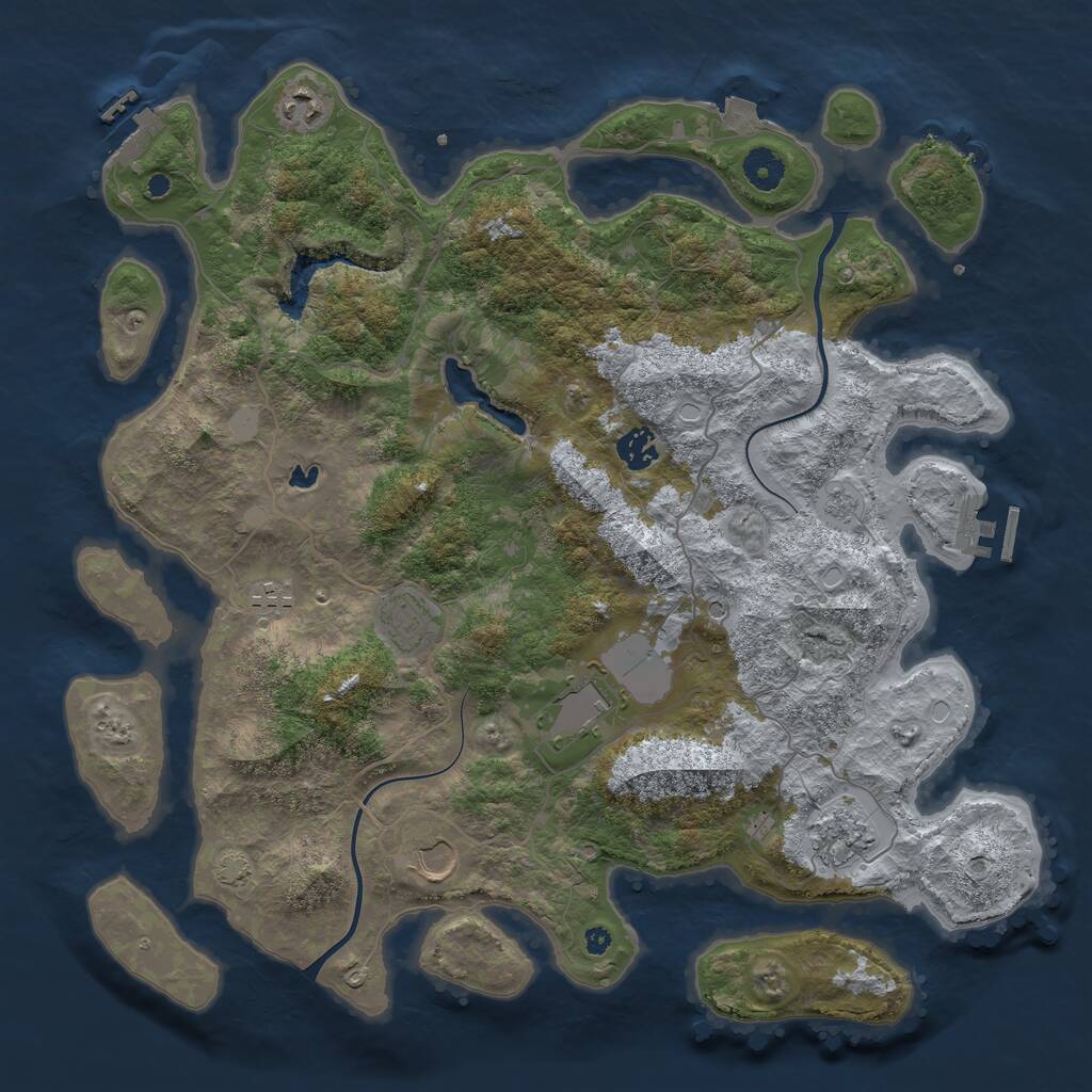 Rust Map: Procedural Map, Size: 4000, Seed: 3048, 13 Monuments