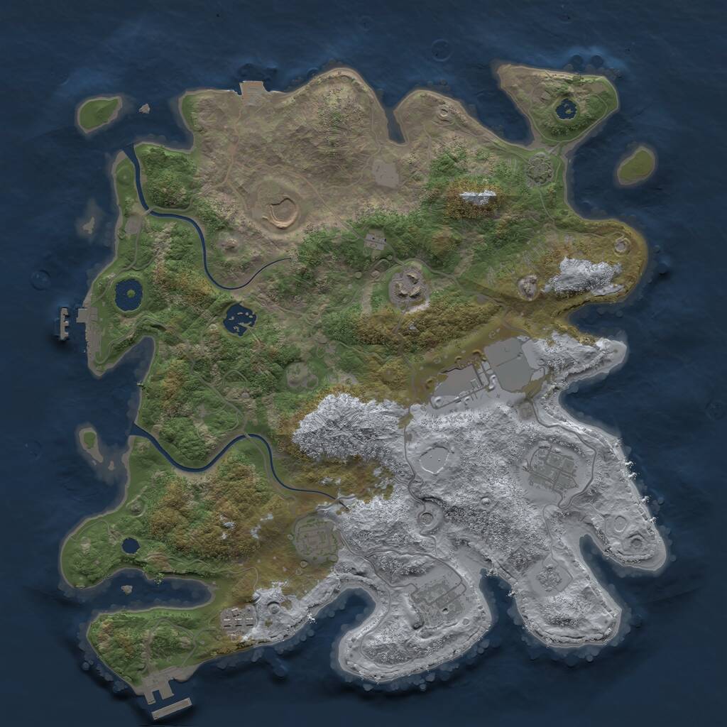 Rust Map: Procedural Map, Size: 3600, Seed: 61042175, 14 Monuments