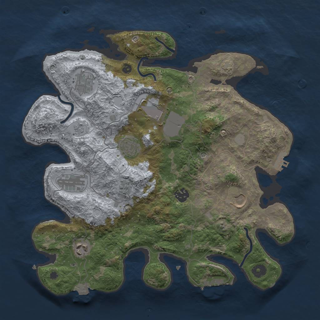 Rust Map: Procedural Map, Size: 3500, Seed: 35975622, 16 Monuments