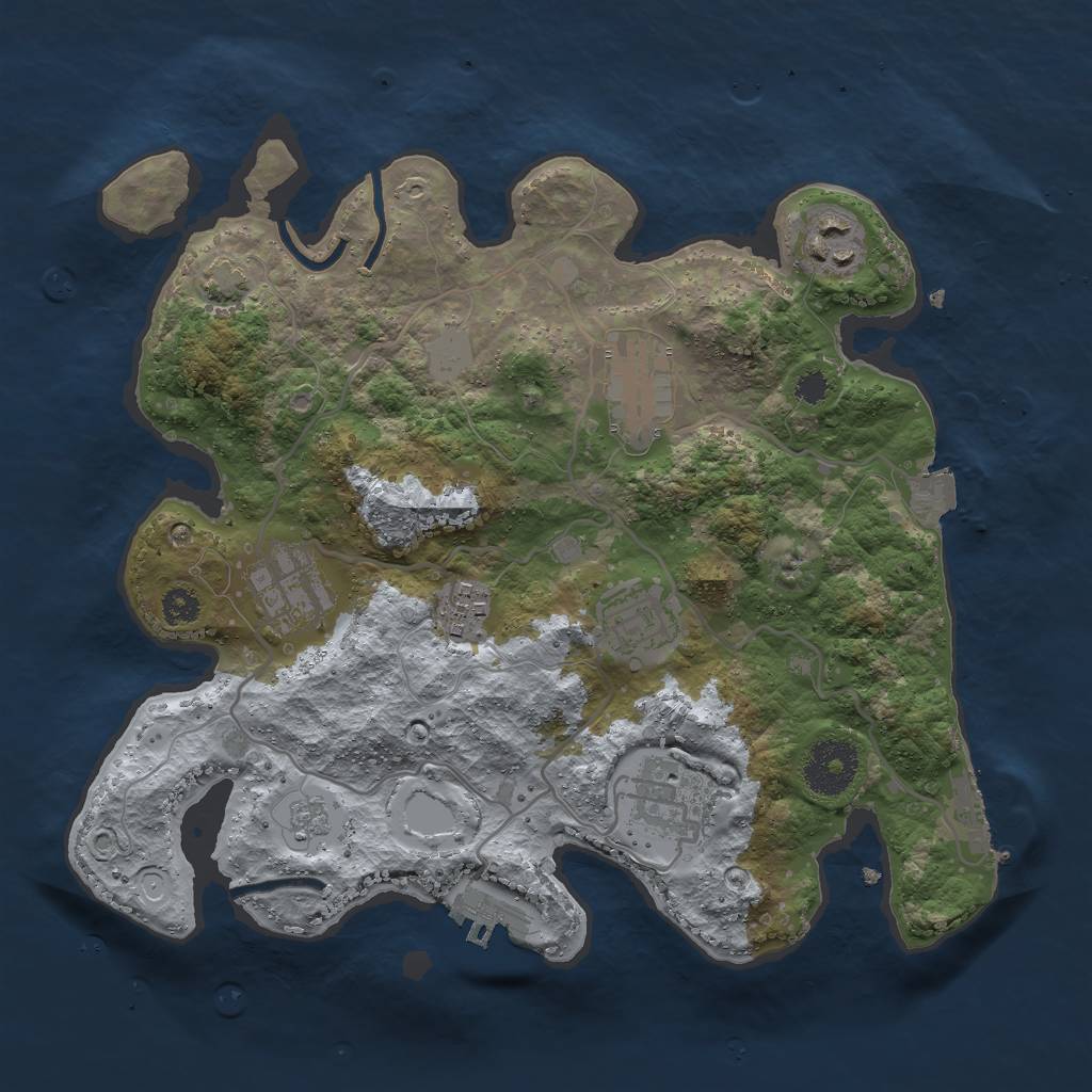 Rust Map: Procedural Map, Size: 3000, Seed: 578346691, 13 Monuments