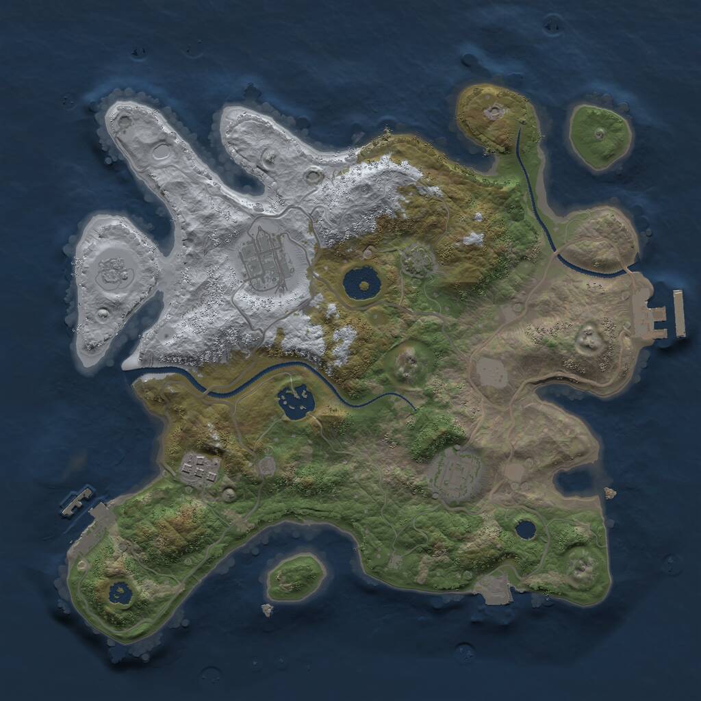 Rust Map: Procedural Map, Size: 3000, Seed: 17668, 9 Monuments