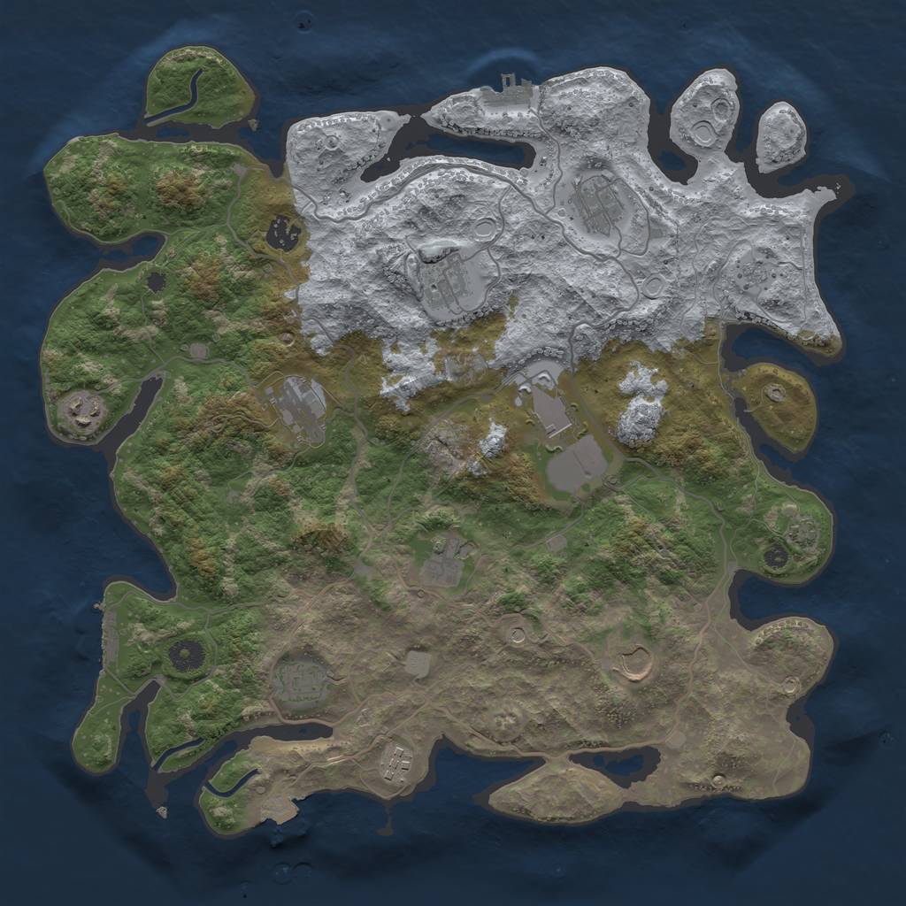 Rust Map: Procedural Map, Size: 4000, Seed: 8069239, 18 Monuments