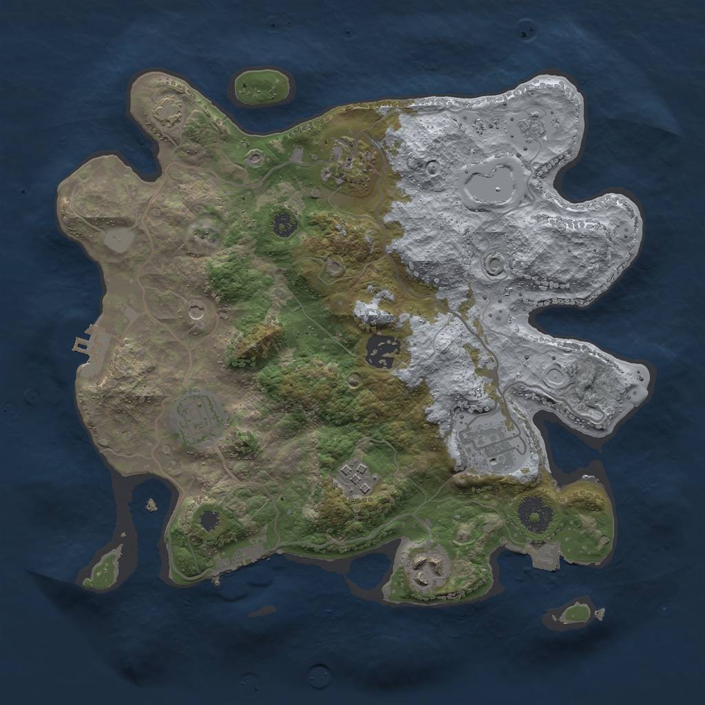 Rust Map: Procedural Map, Size: 3000, Seed: 52966, 14 Monuments