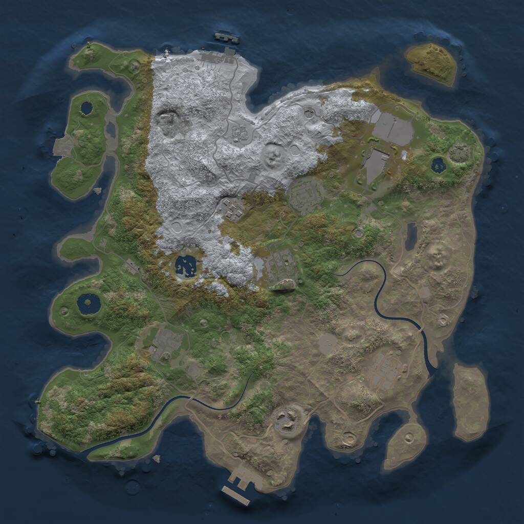 Rust Map: Procedural Map, Size: 3500, Seed: 35975634, 14 Monuments