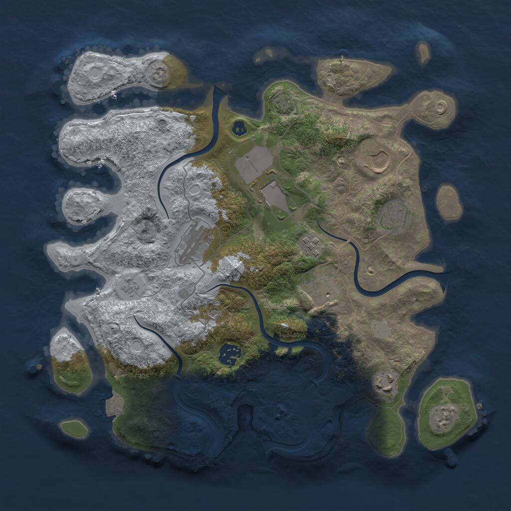 Rust Map: Procedural Map, Size: 3500, Seed: 93457342, 12 Monuments
