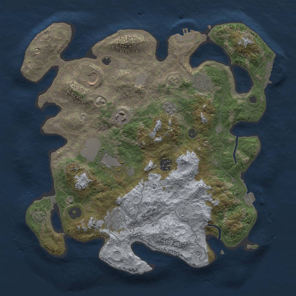 Rust Map: Procedural Map, Size: 3500, Seed: 827093502, 15 Monuments