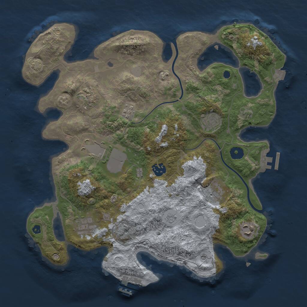 Rust Map: Procedural Map, Size: 3500, Seed: 827093502, 14 Monuments