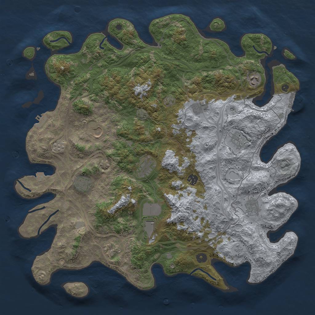 Rust Map: Procedural Map, Size: 4500, Seed: 203786628, 19 Monuments