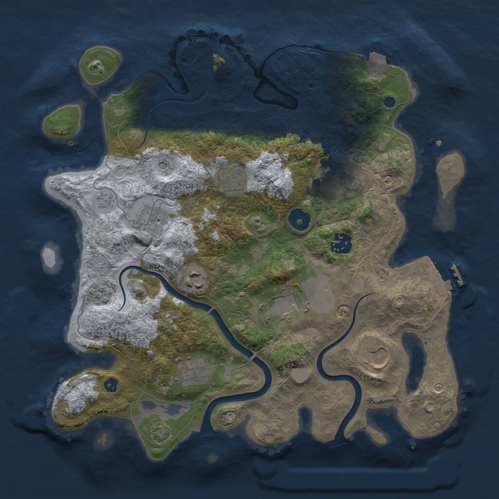 Rust Map: Procedural Map, Size: 3500, Seed: 2498, 14 Monuments