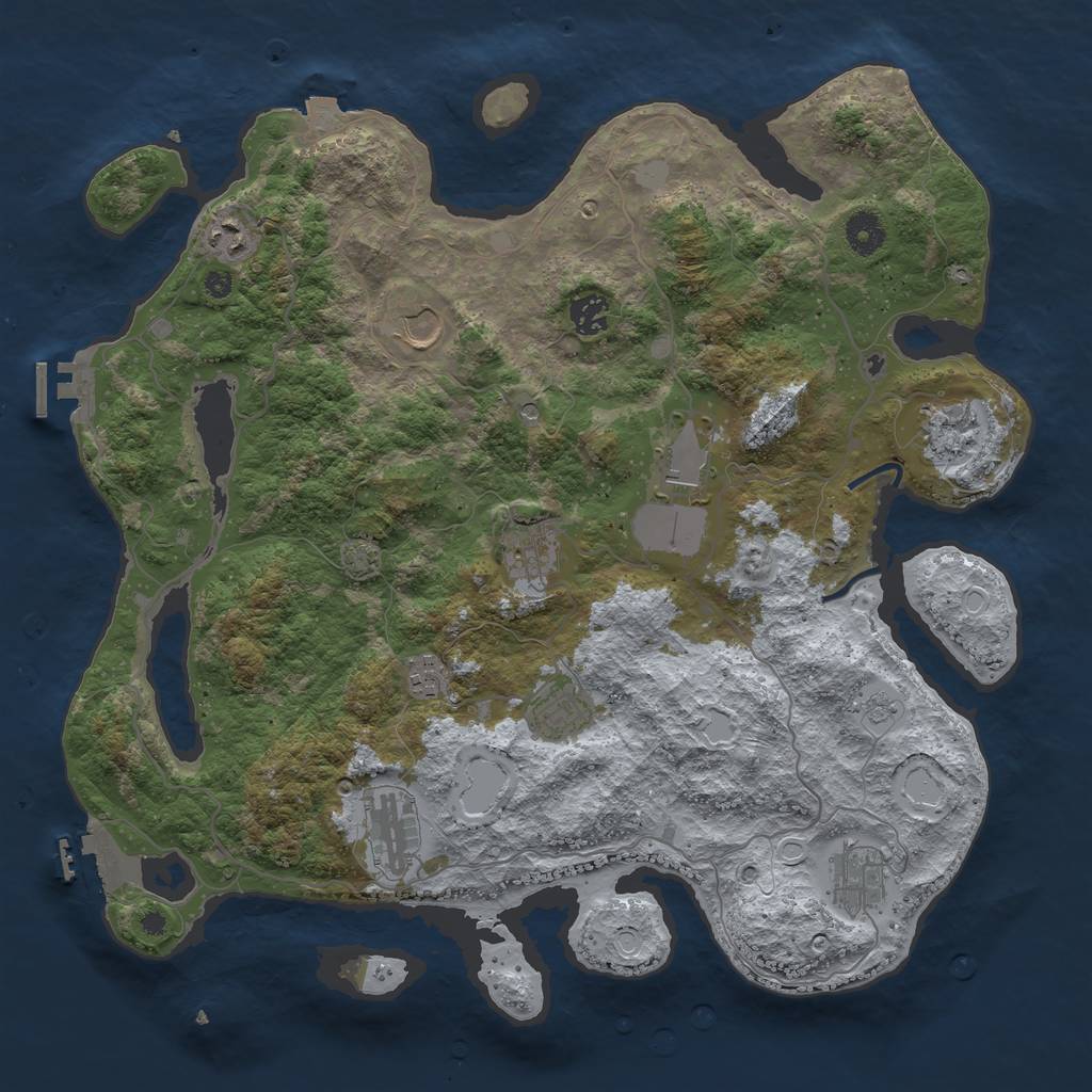 Rust Map: Procedural Map, Size: 4000, Seed: 54461254, 18 Monuments