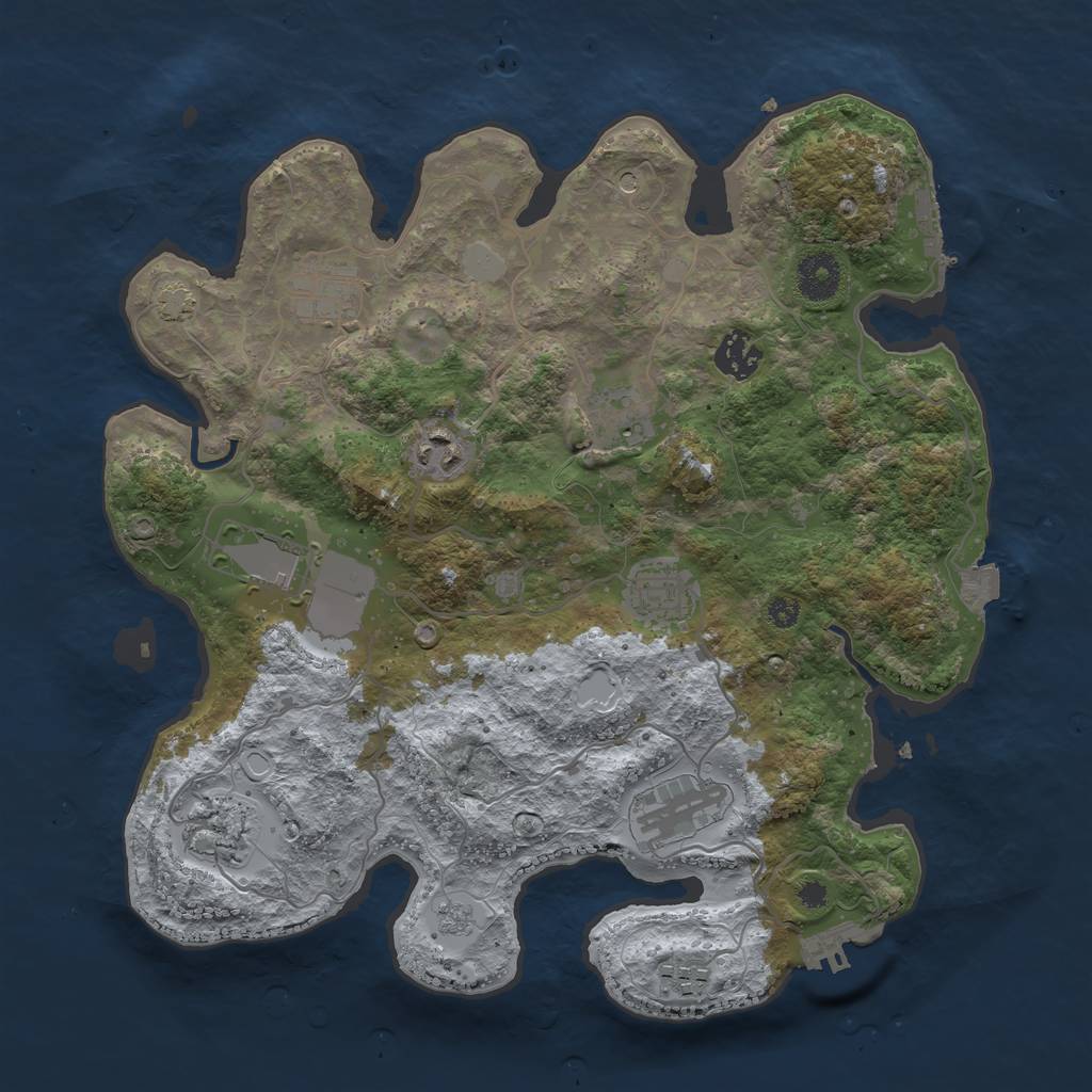 Rust Map: Procedural Map, Size: 3500, Seed: 1991887205, 17 Monuments