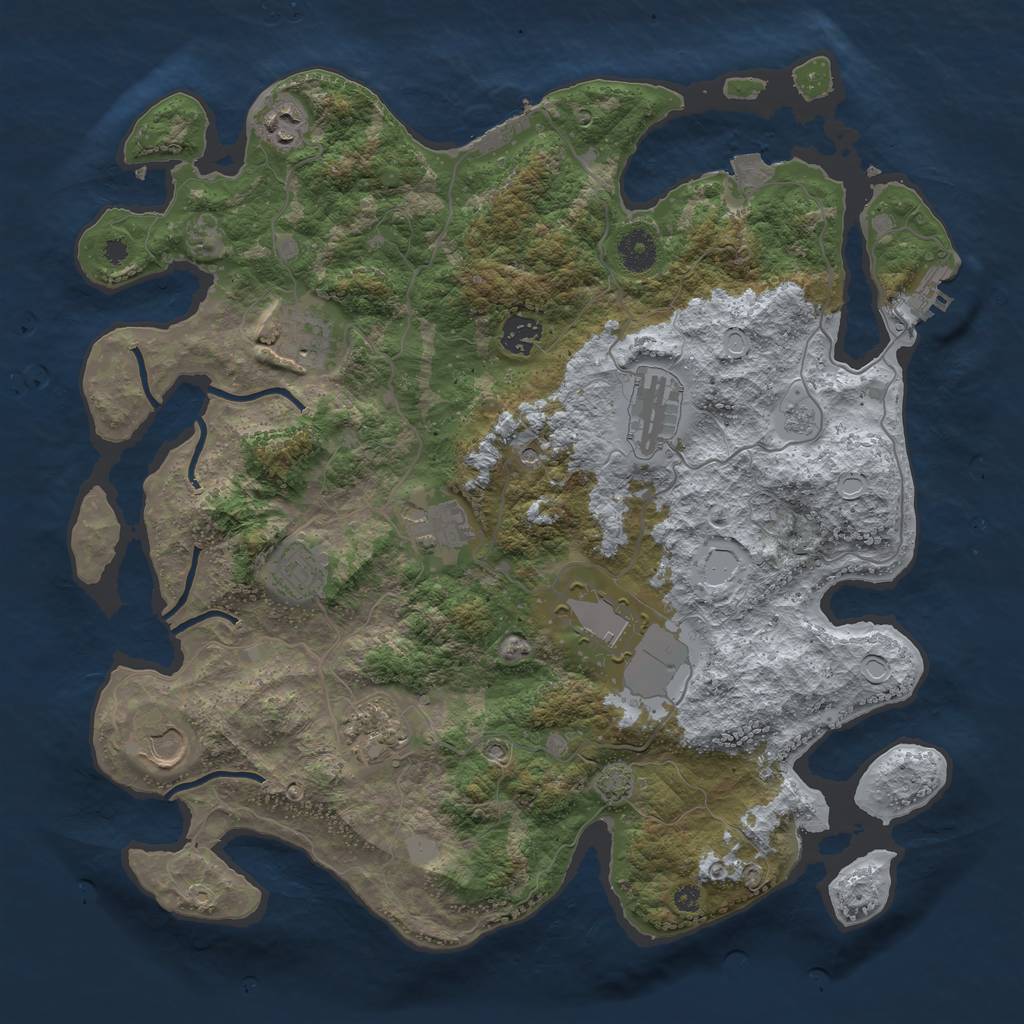 Rust Map: Procedural Map, Size: 3850, Seed: 627919317, 17 Monuments