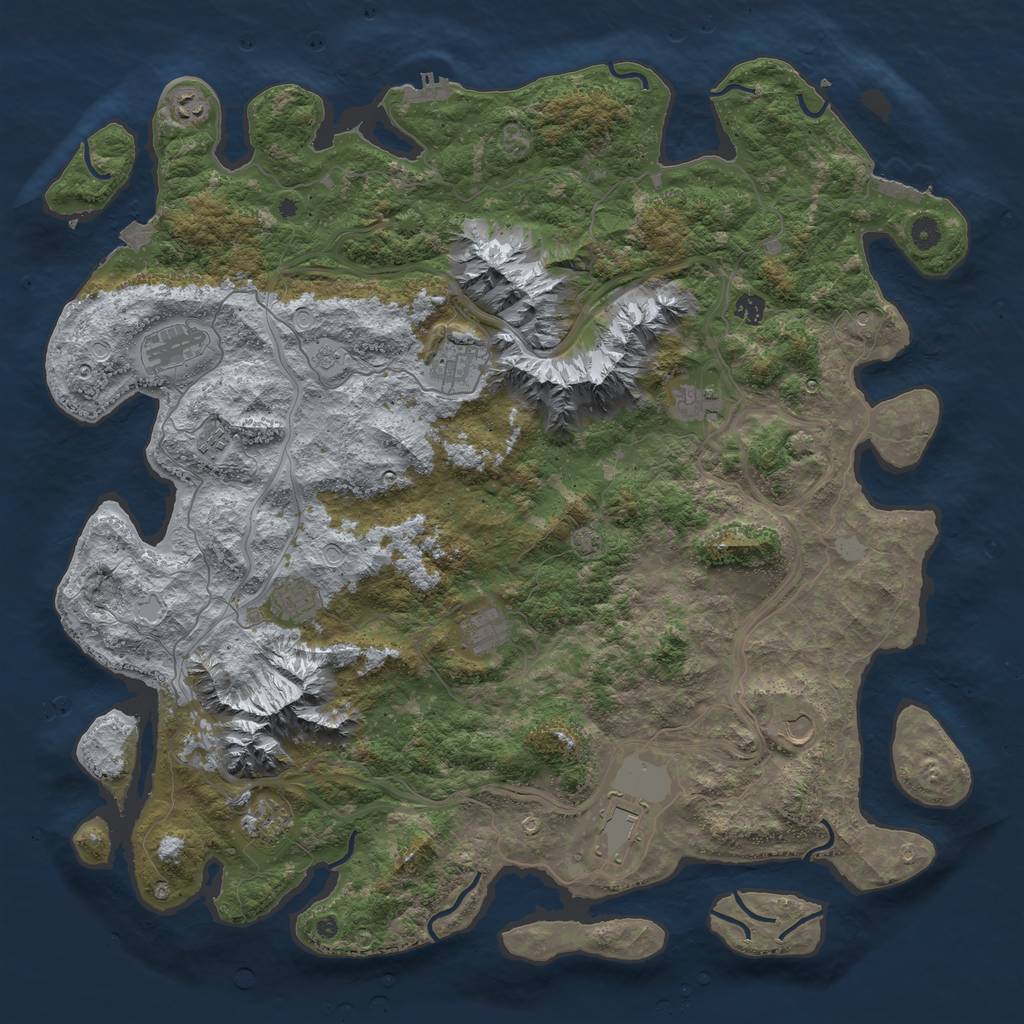 Rust Map: Procedural Map, Size: 5000, Seed: 722707399, 19 Monuments