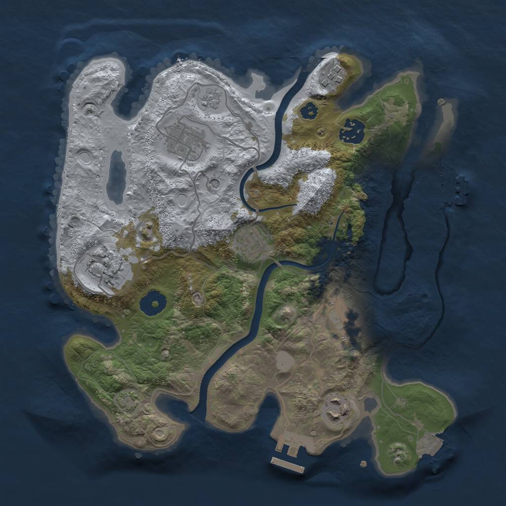 Rust Map: Procedural Map, Size: 3000, Seed: 9036472, 13 Monuments