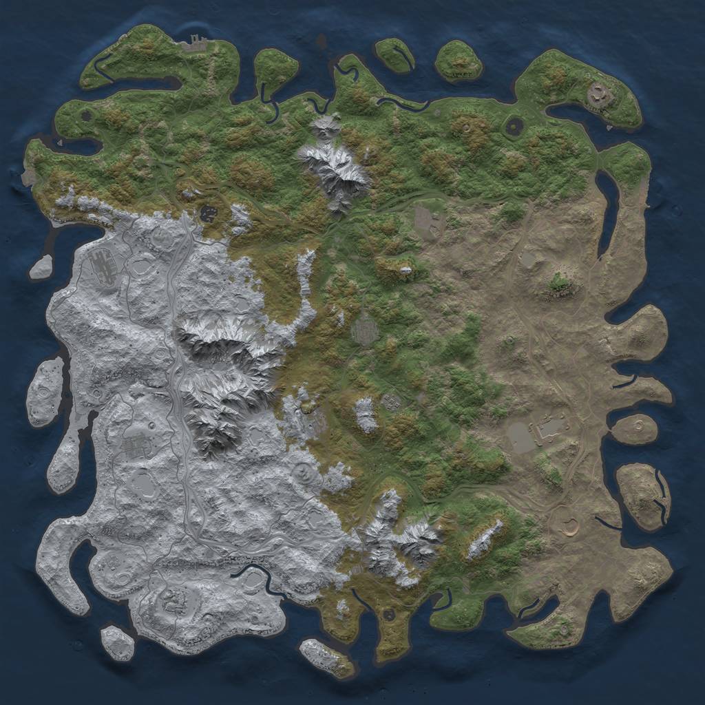 Rust Map: Procedural Map, Size: 6000, Seed: 365291046, 19 Monuments