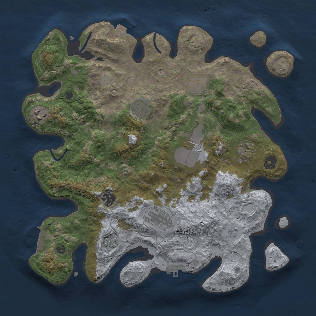 Rust Map: Procedural Map, Size: 3500, Seed: 1512537550, 16 Monuments