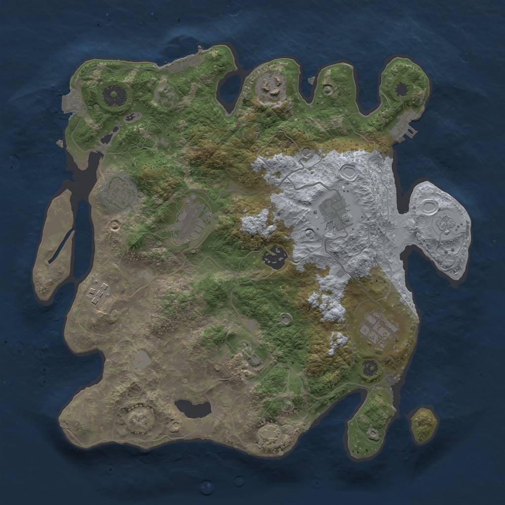 Rust Map: Procedural Map, Size: 3250, Seed: 2463048, 16 Monuments