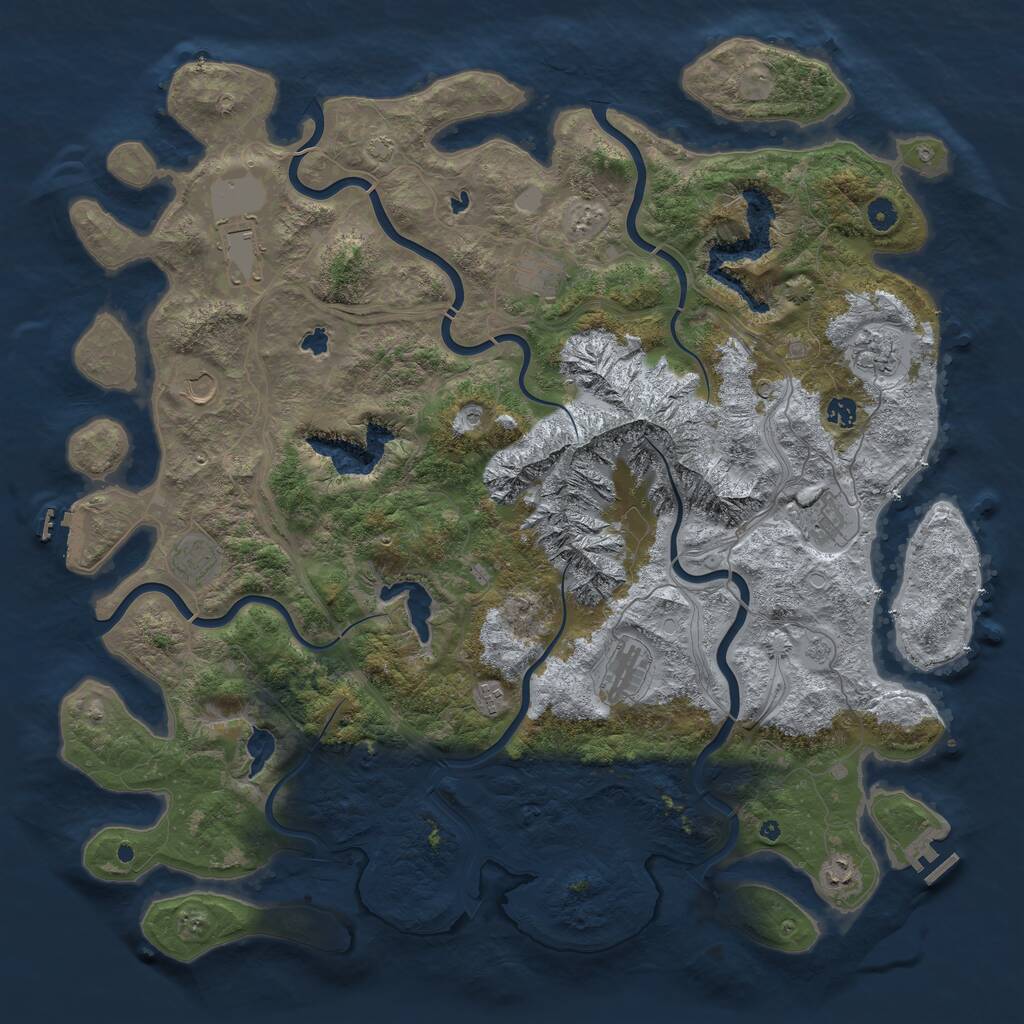 Rust Map: Procedural Map, Size: 5000, Seed: 38191446, 16 Monuments
