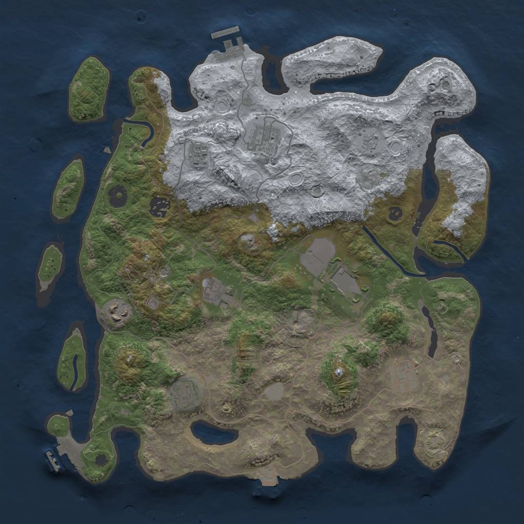 Rust Map: Procedural Map, Size: 3700, Seed: 198493741, 16 Monuments