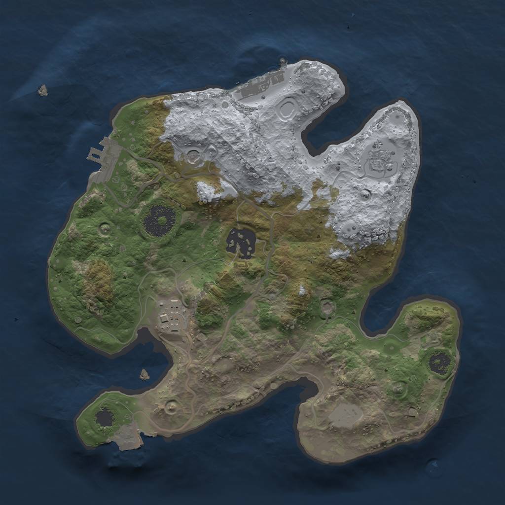 Rust Map: Procedural Map, Size: 2400, Seed: 1852179607, 9 Monuments